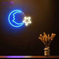 Letrero LED de Neón con Diseño de Luna y Estrella para Halloween, Decoración de Pared Acrílica Brillante para Hogar, Fiestas, Bares, Cafés, Dormitorios, Cuartos de Hombre y Regalos de Boda