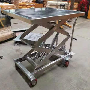 300kg 750kg 수동 리프트 테이블 스테인레스 스틸 손 유압 가위 리프트 테이블 바퀴와 사용자 정의 - Product Image 3