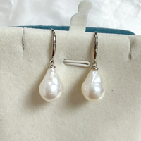 Boucles d'oreilles en perles d'eau douce 10-11 mm, véritables perles d'Eldon d'eau douce naturelles, boucles d'oreilles pendantes en forme de goutte
