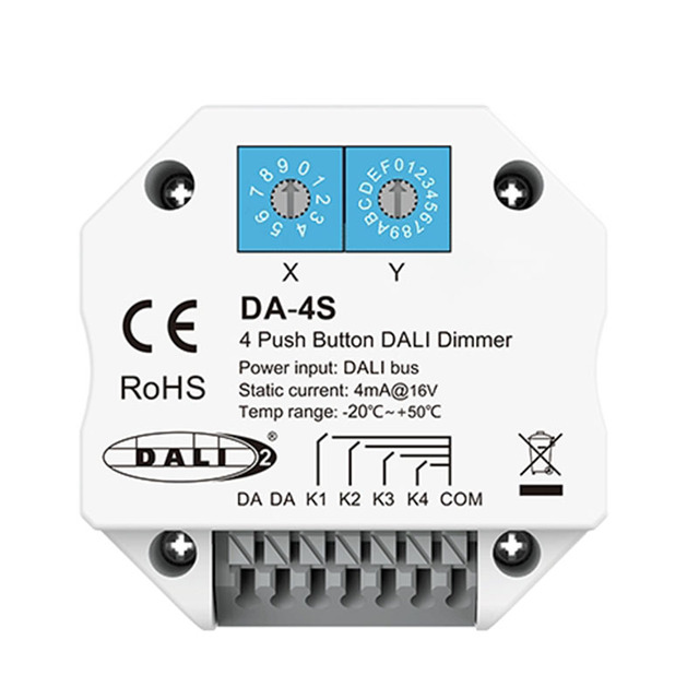 Magic DA-4S DALI Light Controller 1 4 Push Button DALI Dimmer with DALI Signal LED 16V 5-Year Warranty