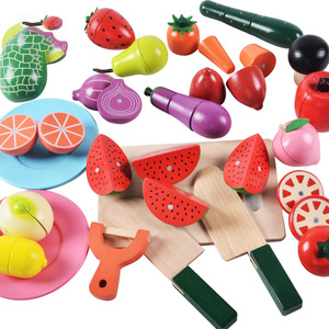 Ensemble de cuisine pour enfants de haute qualité Jouets de fruits <span class=keywords><strong>et</strong></span> légumes en baril Offre Spéciale fruits <span class=keywords><strong>et</strong></span> légumes en bois colorés - Product Image 2