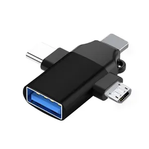 מתאם 3in1 מיקרו USB מסוג C 8 פינים זכר ל-USB A 3.0 נקבה מתאם OTG