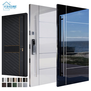 Portes <span class=keywords><strong>d</strong></span>'entrée principales en acier inoxydable <span class=keywords><strong>de</strong></span> style européen, portes <span class=keywords><strong>d</strong></span>'entrée modernes pivotantes pour villa - Product Image 5