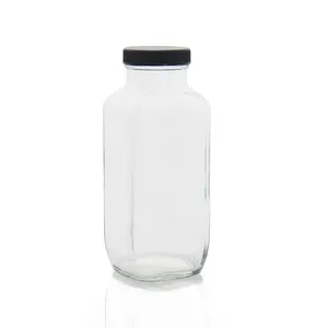 免费样品法国方形定制标志可重复使用的咖啡玻璃牛奶瓶