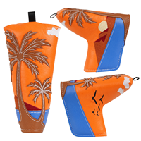 Housse de tête de club de golf en cuir PU brodée et imperméable pour putter, en stock, accessoires de golf