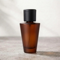Bouteille de parfum cylindrique en verre couleur ambre 30ml 50ml, flacons vides pour diffuseur à bâtonnets avec pulvérisateur automatique