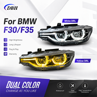 Phare avant V2 Sliver Ikon à succès pour BMW Série 3 2013-2018 F30 F35, DRL bicolore jaune et blanc, Plug and Play