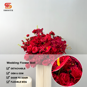 Bola de Flores Artificiales Rojas Exquisitas y Suaves, Nuevo Diseño, Flor Decorativa para Bodas, Centro de Mesa con Flores de Tacto Real - Product Image 2