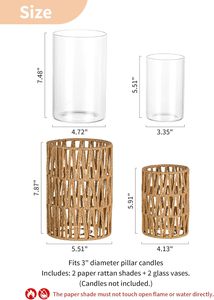 Ensemble <span class=keywords><strong>de</strong></span> lanternes bohèmes en <span class=keywords><strong>rotin</strong></span>, 2 porte-bougies cylindriques en verre, vases <span class=keywords><strong>de</strong></span> style farmhouse, centres <span class=keywords><strong>de</strong></span> <span class=keywords><strong>table</strong></span> pour la maison et la <span class=keywords><strong>table</strong></span> basse - Product Image 2