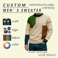 Pull en tricot patchwork à col roulé pour homme sur mesure, fabricant OEM, fournisseur en gros d'usine
