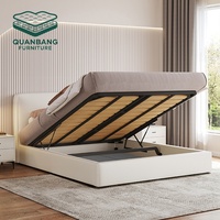 Lit en bois massif de design italien moderne, de haute qualité, avec cadre en cuir, taille King ou Queen, avec rangement pour chambre à coucher, hôtel, villa