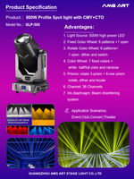 Projecteur de scène LED mobile 500W avec CMY CTO DMX512 pour clubs, concerts et spectacles