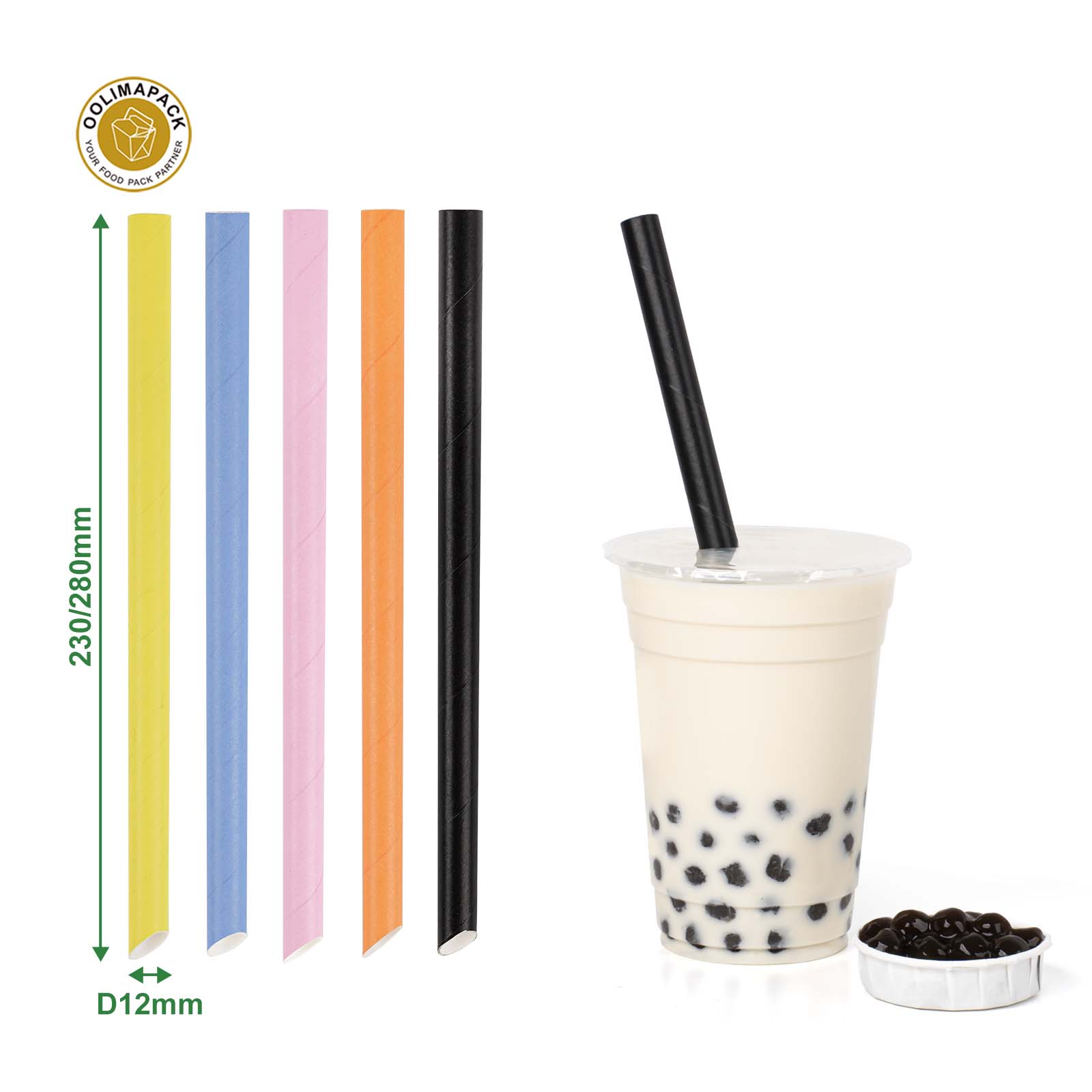 OOLIMA Eco-Friendly 12*230mmh Paper Straw for Tea and Juice Milky Taste and Sustainable Convenience