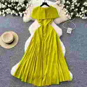 Vestido Midi Elegante de Talla Grande para Mujer, Estilo Túnica, Plisado, con Encaje y Diseño de Parches - Product Image 4