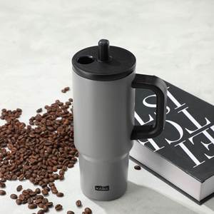 24oz 720ml <b>Handle</b> Car <b>Travel</b> <b>Mug</b> Stainless Steel Vacuum Tumbler Leak-Proof Double Wall Lid Straw Non-Slip Base 6-12 Hours - Product Image 1