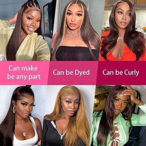 Perruque Lace Frontale <span class=keywords><strong>Cheveux</strong></span> Naturels Européens Américains Bruns Longs et Lisses Vente en Gros Tête Entière pour Style Très Tendance - Product Image 3