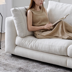 Wabi-sabi phong cách retro ba người sofa Cỡ Nhỏ Hàng thẳng với thiết kế có thể tháo rời bông vải gai dầu cho phòng khách - Product Image 4