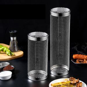 <span class=keywords><strong>Cage</strong></span> de barbecue de taille magnétique en métal de cuisine cylindre en acier inoxydable <span class=keywords><strong>Cage</strong></span> de barbecue ronde à mailles fumées tambour à rouler - Product Image 3