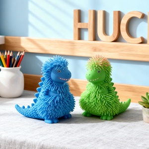 Nouveau jouet anti-stress transfrontalier en TPR, dinosaure de dessin animé à poils longs et paillettes, jouet créatif en caoutchouc souple pour jeunes (7-14 ans) - Product Image 2