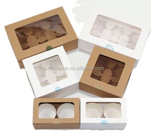 Hộp cupcake với cửa sổ PVC bao bì bánh cupcake tàu sân bay cho hộp tráng miệng 6/12 lỗ giấy trắng thực phẩm hộp bánh tùy chỉnh - Product Image 2