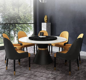 طاولة دائرية أو مثلثة من رخام الأونيكس والجرانيت تتسع لـ 8 إلى 20 شخصًا أثاث غرفة الطعام مصنوع في فوشان الصين - Product Image 4