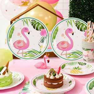 Hot Selling 9 Inch Modern Tropical Flamingo Tabletop Ornament Bearable Cost CMYK Luau Pink for <b>Birthday</b> Party <b>Table</b> Decor - Product Image 5