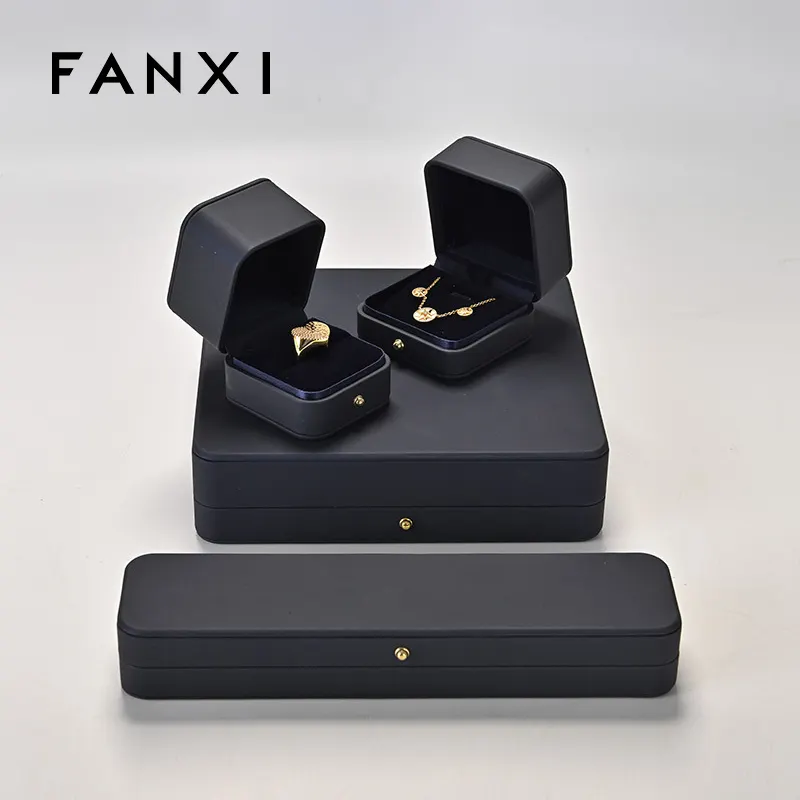 FANXI hot sale with Jewelry Box Velvet Insert Boxes With Ribbon For Gift Packaging Plastic Jewelry Box With Customized Logo