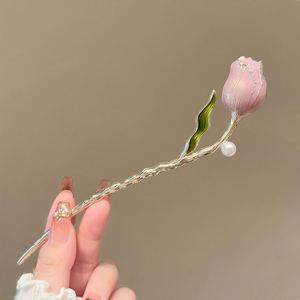 Vintage <b>Sweet</b> <b>Flower</b> Hairpin for Women Elegant Metal Enamel Hair Stick Spring <b>Flower</b> Element Hairpin Hanfu Hair Accessories - Product Image 6