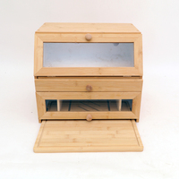 Grande boîte à pain en bambou double et séparable, boîte de rangement en bambou naturel pour le stockage du pain fait maison