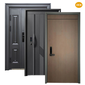 Puertas delanteras de diseño moderno para exteriores de madera de acero inoxidable de aleación de zinc antirrobo para uso comercial con cerraduras inteligentes - Product Image 4