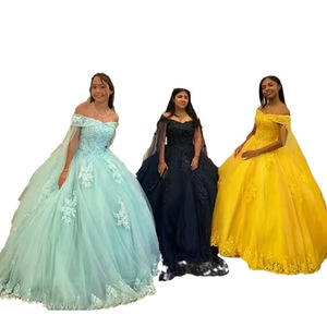Evening Gown Off The Shoulder Empire Waist Floral Print Puffy Skirt Long Dress For Wedding Women Light Blue Black Gold - Product Image 2