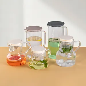 JINGHUANG Verrerie Théière Marteau Pichet à Eau Carafe à Eau Pichet en Verre Borosilicate Motif Pots à Eau Bouilloires