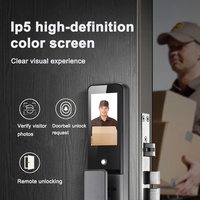 Glomarket Serrure de porte intelligente à reconnaissance faciale 3D Tuya Vidéo en direct Interphone Wifi Serrure de porte intelligente avec empreinte digitale