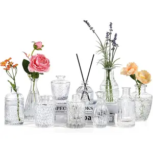 Home holiday decoration glass vase production wholesale vintage flower arrangement transparent glass vase