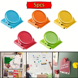 5 pinces magnétiques pour bureau et réfrigérateur - Organiseur de documents coloré multi-usages, adapté à la maison et à la cuisine - Product Image 3