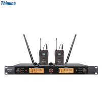 Système de microphone sans fil UHF double canal Thinuna UR-200 avec synchronisation IR, 200 canaux, synthèse PLL pour micros portables/lavalier/casque