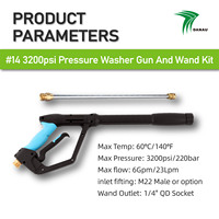 Pistolet à eau haute pression DANAU 3200Psi 6Gpm pour lavage de voiture avec lance d'extension