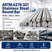 Barre ronde en acier inoxydable ASTM A276 321, 16 mm, 20 mm, 25 mm, laminée à chaud, pour équipements haute température et pièces d'échappement
