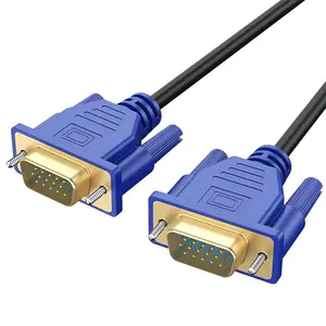 厂家直销批发PVC VGA至VGA电缆1M 1.5M 1.8M 2M 3M 5M 10M 15M 20M 25M 30M 1080P 15Pin VGA公对公电缆蓝色