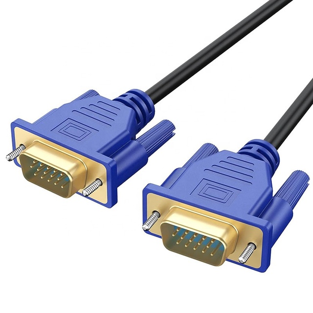 15Pin VGA Male Male Coaxial Twisted Pair Cable 1080P HD Blue PVC Gold Plated Braided Shielding Custom Length 1M-30M Monitor