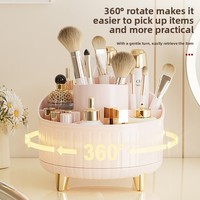 Organisateur de cosmétiques de bureau rotatif multifonctionnel en plastique grande capacité avec séparateurs amovibles, design moderne et minimaliste pour rouges à lèvres