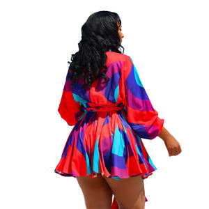 Gaun Mini Lengan Panjang Wanita, Gaun Ukuran Plus 4xl Leher V Musim Semi 2021 - Product Image 5