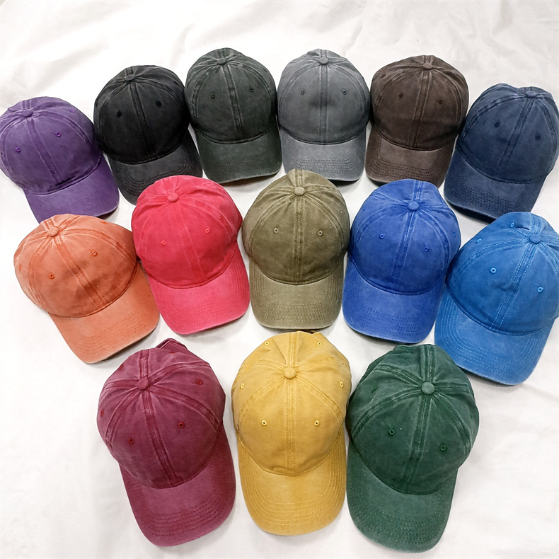 Wholesale Blank Washed Cotton Baseball Caps Adults Faded 6 Panels Soft Top Dad Hats