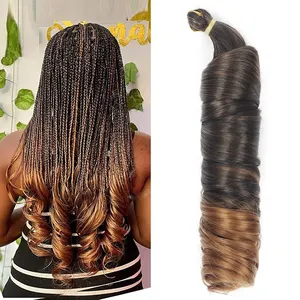 Extensiones de Color personalizadas de ganchillo para cabello africano, trenzas Ombre fáciles Jumbo, rizos franceses preestirados, cabello trenzado sintético