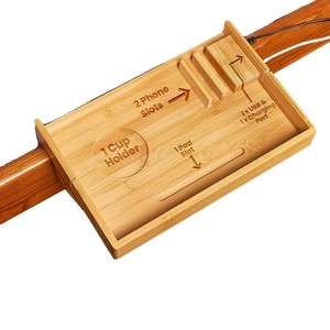 Estante colgante de bambú para cabecera de cama con soporte para teléfono y puerto de carga, bandeja de almacenamiento de una sola capa para dormitorio, para uso en hoteles - Product Image 5
