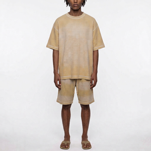 Camiseta de Hombre con Cuello Redondo y Manga Raglán, Tejido Waffle, Corte Holgado, Color Sólido, Informal, 100% Algodón Ecológico, Tela Jersey de 220g - Product Image 1