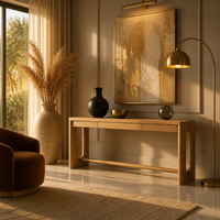 Meubles haut de gamme modernes, table console en bois de luxe avec tiroirs pour les espaces de vie contemporains