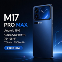 Ponsel M17 Pro Max 5G 2026 Model Baru Versi Global RAM 16GB Penyimpanan 1TB Layar HD 6.9 Inci 144Hz Kamera 108MP 7500mAh Android