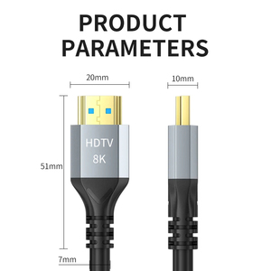 Câble 8K <span class=keywords><strong>HD</strong></span> 2.1 4K120Hz 8K60Hz 48Gbps EARC ARC HDCP Ultra Haute Vitesse HDR pour RTX Câble Vidéo PC Ordinateur Portable Projecteur TV <span class=keywords><strong>HD</strong></span> <span class=keywords><strong>PS5</strong></span> - Product Image 3