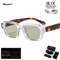 Lunettes de soleil carrées Boyarn pour hommes et femmes, monture dégradée couleur bonbon, verres optiques UV400 orange pour les vacances à la plage en plein air